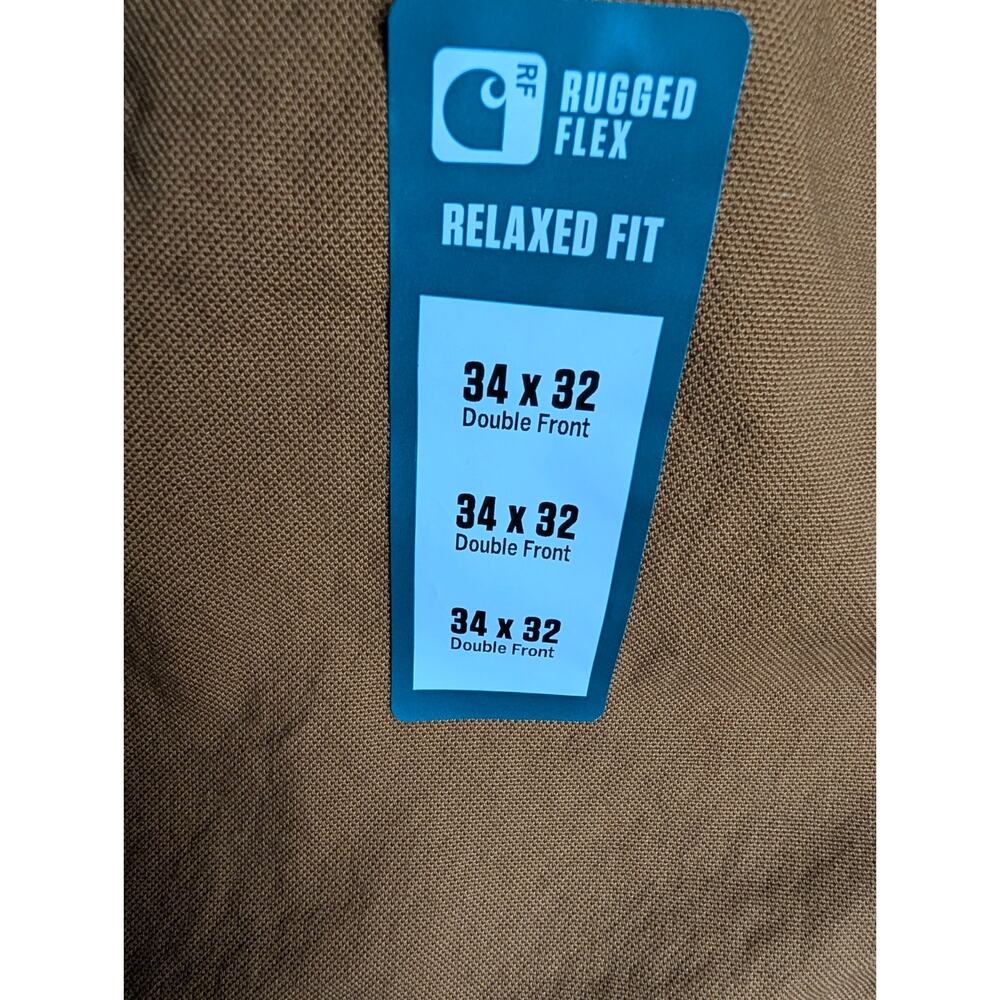 NWT Carhartt Work Pants Men's 34x32 Brown Rugged Flex Relaxed Duck Double-Front - Picture 6 of 6